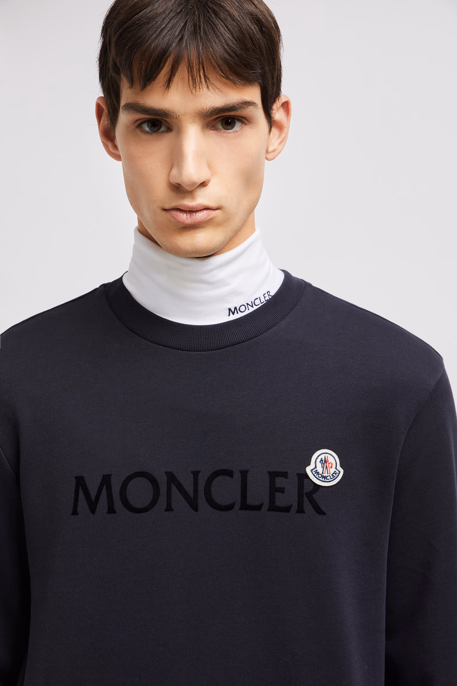 Sweat en coton avec logo Hommes Bleu Nuit Moncler 4